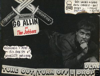 GG Allin 1982 jabbers flyer