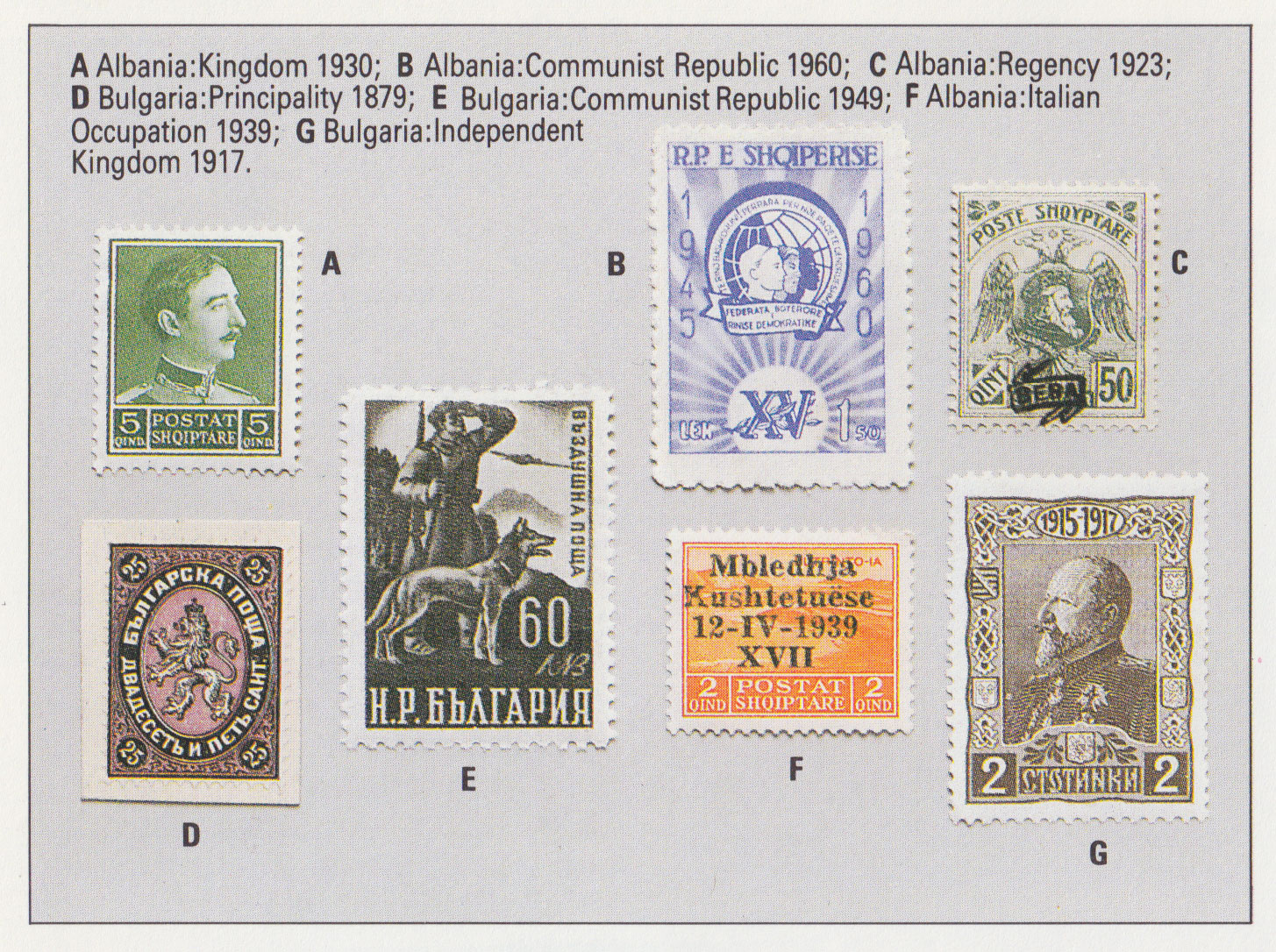 Albanian and Bulgarian stamps