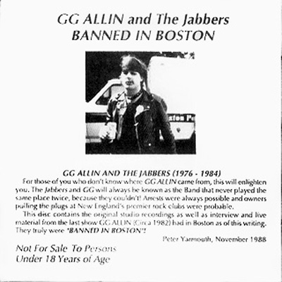 GG Allin and the Jabbers Banned