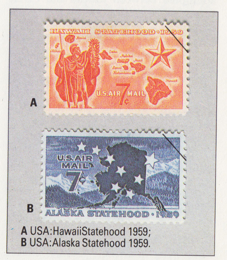Hawaii Alaska Statehood stamps