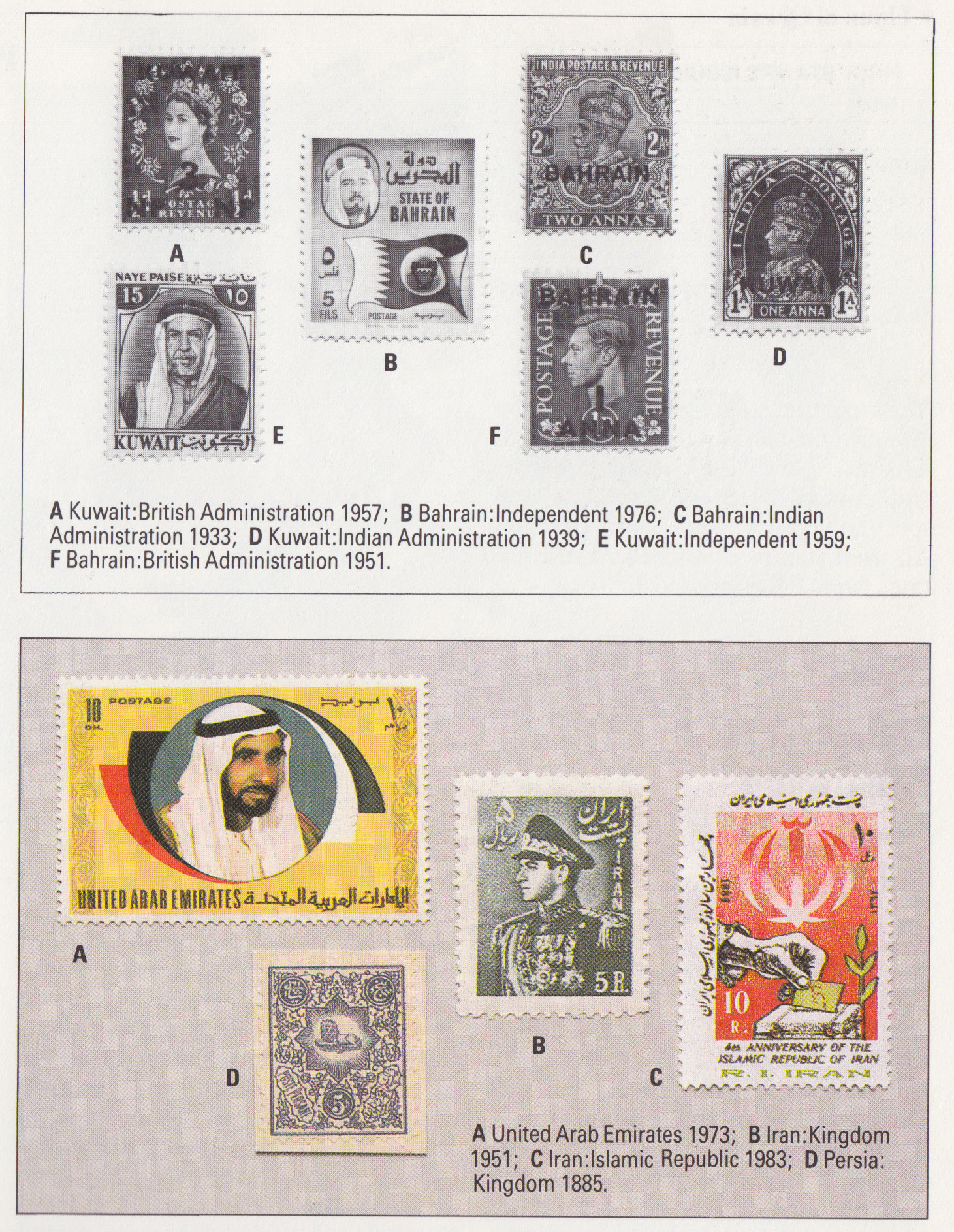 Kuwait Bahrain stamps