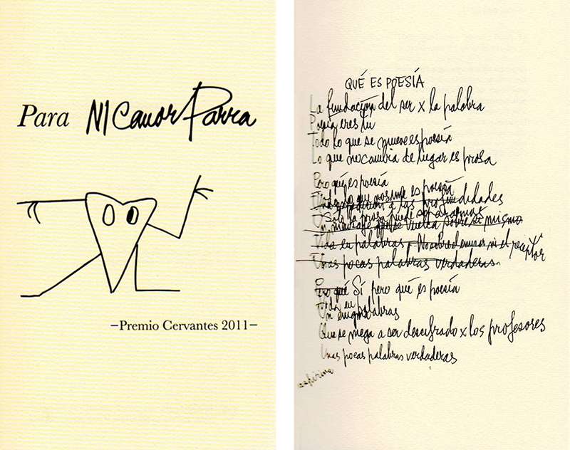 Nicanor Parra poema escrito por mano