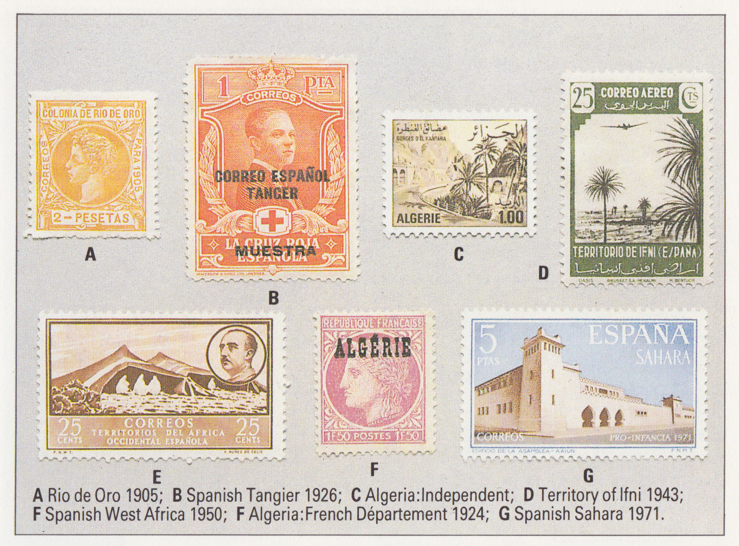 Spanish and Algerian stamps