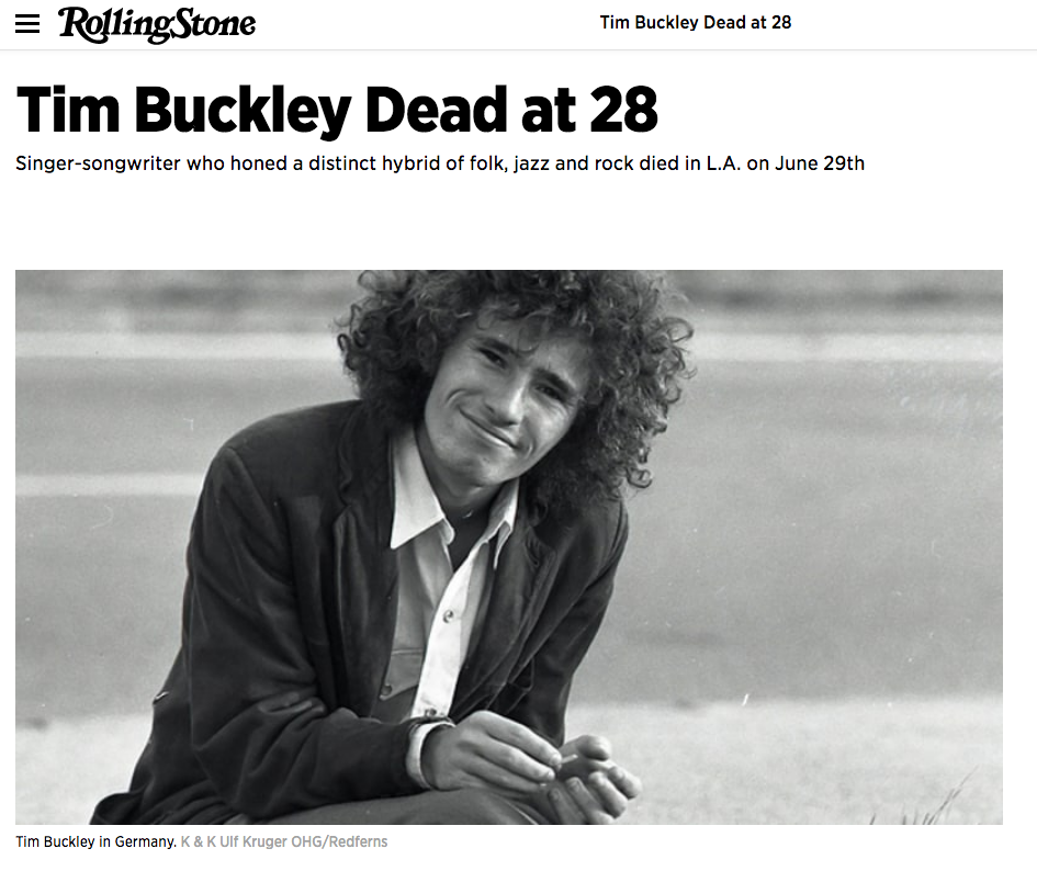 Tim Buckley dead at 28 Rolling Stone 1975